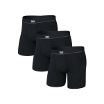 SAXX Boxershorts Essential Cotton Boxer Brief Fly schwarz/schwarz Herren - 3 Stück